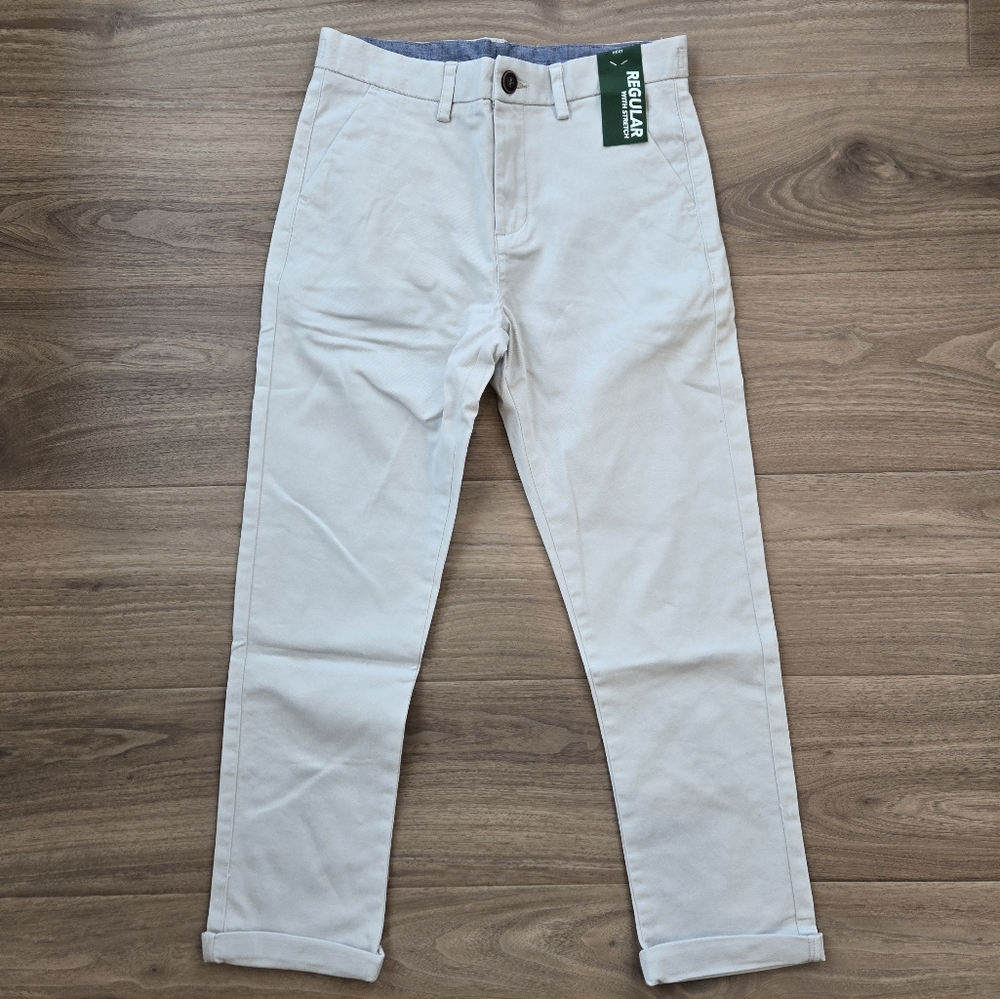 Next Direct Boys Regular Fit Stretch Chino Trouser Pants Light Grey Size 10 NWT
